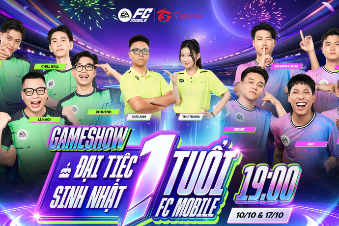 Gameshow sinh nhật 1 tuổi FC Mobile, quy tụ dàn creator khủng và bữa tiệc giải trí đặc biệt