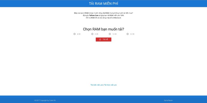 Trang web tải RAM