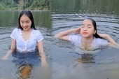 Quay video tắm hồ làm “content” TikTok, hot girl miền sơn cước mắc lỗi lộ nội y, cộng đồng 