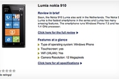 Nokia Lumia 910 với camera 12MP xuất hiện trên trang web Hà Lan