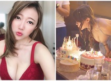 Cúi xuống thổi nến mừng sinh nhật, nàng hot girl gặp sự cố bất ngờ bởi vòng một ngoại cỡ