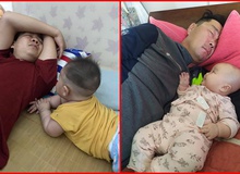 Loạt hình ảnh "con trông bố ngủ" khiến cư dân mạng được phen cười nghiêng ngả