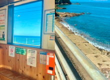 Mê đắm với ga tàu "bên rìa biển xanh" như lạc vào thế giới hoạt hình tại Nhật Bản