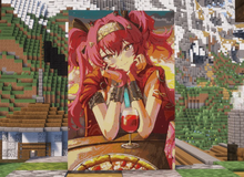 2 game thủ dùng gần 100 nghìn khối block, vẽ chân dung "vợ ảo" trong Minecraft