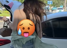 "Gạch đá" cũng không cản nổi, gái xinh tiếp tục gây tranh cãi với màn "đốt mắt" áo hở lưng mong manh