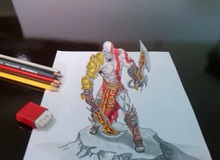 Vẽ chiến thần God of War 3D bằng tay cực chất