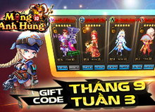 Mộng Anh Hùng phát Gift Code tháng 9 tuần 3 dành cho game thủ