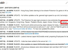 Việt Nam đã xuất hiện trong thông báo mới nhất của Pokemon GO