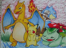 Fan Pokemon mà nhìn thấy bức tranh này chắc chắn thích mê, ăn gì mà vẽ đẹp kinh!