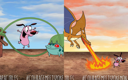 Loạt ảnh hài hước khi chú chó Courage gặp gỡ Pokémon, trông chẳng khác gì phim kinh dị