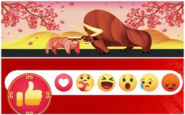 Bên cạnh nút Like đỏ, Facebook tiếp tục cập nhật thêm trâu vàng và cành đào để chào mừng Tết