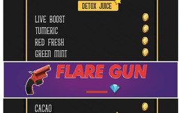 Lộ bảng đồ uống tại Cà phê Games của Viruss: Toàn súng với lựu đạn
