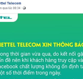 Viettel và VNPT đăng thông báo xin lỗi người dùng về việc truy cập Facebook không ổn định