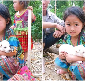 Bé gái vùng cao giữ chặt chú chó nhỏ không bán khiến dân mạng thương cảm