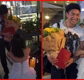 Cô gái mang sổ đỏ đến quỳ gối cầu hôn khiến bạn trai sướng tít cả mắt