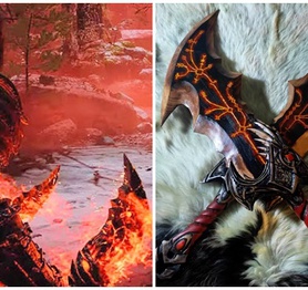 Sau búa thần Thor, fan God of War Ragnarok tiếp tục điêu khắc song đao Kratos bản đời thực