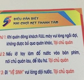 Hài hước với tấm biển "5 điều cần biết khi chơi Net"