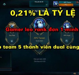 Team 5 người Liên Minh Huyền Thoại có 0,21% tỷ lệ gặp gamer leo Rank đơn 1 mình