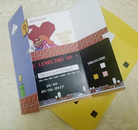Cô dâu chú rể đầu tiên đưa hình ảnh Mario lên thiệp cưới tại Việt Nam