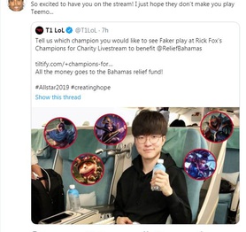 Không chỉ sang Mỹ dự Allstars, Faker còn tham gia stream gây quỹ từ thiện của cựu chủ tịch Rick Fox