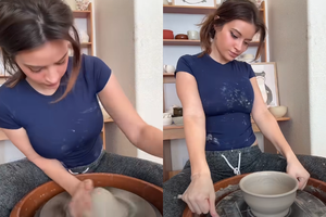 Chỉ ngồi “nặn gốm”, hot girl vẫn dễ dàng hút 1 triệu người xem