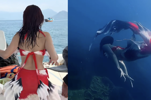 3 triệu người "dính mắt" video mẹ 2 con Vbiz làm nàng tiên cá: Body nuột vẫn chưa hot bằng 35 giây dưới biển!
