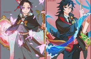 Lạ lẫm khi thấy dàn Kiếm sĩ diệt quỷ trong Kimetsu no Yaiba hóa phù thủy phép thuật đầy mình