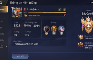 Liên Quân Mobile: Game thủ hứng "gạch, đá" vì khoe tỷ lệ thắng 99,8% sau 3500 trận ở Rank Cao Thủ