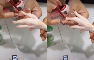 Nghỉ dịch ở nhà, cô gái lôi chân gà ra làm nail cho đỡ "lụt nghề" khiến cộng đồng mạng thán phục