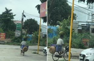 Phát hiện "cao thủ" đầu đội mít siêu to khổng lồ, chân đạp xe cực lụa khiến cộng đồng mạng trầm trồ "Người thông minh phải biết sử dụng cái đầu"