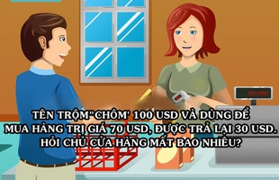 [Góc giải đố] Tên trộm ăn cắp 100 USD rồi dùng nó để mua số hàng 70 USD và được trả lại 30 USD, hỏi chủ cửa hàng tổn thất bao nhiêu?