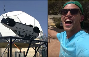 Làm thử thách thả ô tô từ độ cao 45m xuống đệm lò xo "cho vui", nam YouTuber nhận muôn vàn gạch đá