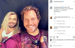 "Cặp đôi tấu hài" Thor và Star-Lord đăng ảnh "tình tứ" trong phần hậu trường Thor Love and Thunder