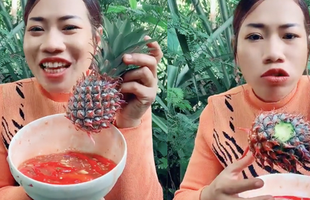 Ăn nguyên quả dứa chưa gọt vỏ, cô nàng YouTuber khiến dân mạng sợ hãi với clip Mukbang "siêu kinh dị"