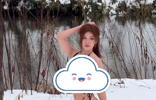 "Đi bơi" giữa trời tuyết, hot girl hút gần 4 triệu lượt xem vì quá "nóng bỏng"