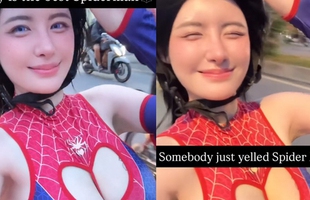 Hot girl hóa Spider Man, trải nghiệm dạo phố Việt đầy thích thú