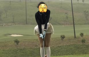 Cô gái bất chấp mưa bão ra sân golf "vung gậy": Mạng xã hội tranh cãi, mê thể thao hay làm màu?