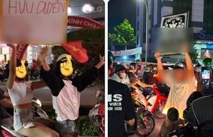 Vui thôi đừng vui quá, cô gái trẻ đi bão cầm biển với nội dung phản cảm, phấn khích đề cập chuyện 18+ gây bức xúc