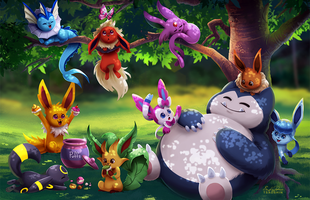 Bộ tranh vẽ tuyệt đẹp về Eeveelution, dòng họ độc nhất vô nhị trong thế giới Pokemon