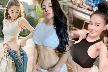 Ngân 98 tiếp tục "cà khịa" Ngọc Trinh, kéo cả quần xuống phản cảm để khoe vòng eo 49 nhưng... không ai tin