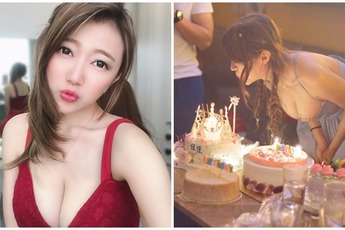 Cúi xuống thổi nến mừng sinh nhật, nàng hot girl gặp sự cố bất ngờ bởi vòng một ngoại cỡ