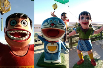 Loạt tượng Doraemon và đồng bọn khiến người xem bối rối vì biểu cảm đáng sợ
