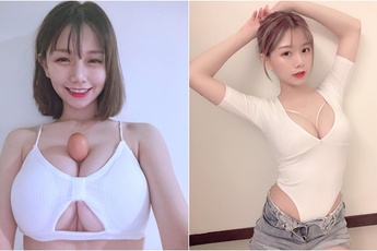 Làm thử thách giữ trứng trên ngực rồi đi dạo quanh phòng, nữ streamer khiến người xem "lác mắt"