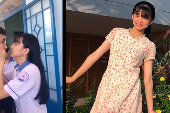 Clip 'nữ sinh cực phẩm' chia tay cả lớp bằng những nụ hôn ngọt ngào, nhiều bạn nam tưởng bở