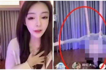 Trồng chuối trên sóng nhưng quên không giữ áo, nữ streamer xinh đẹp lộ toàn bộ vòng một, án phạt nặng tới mức chỉ biết khóc