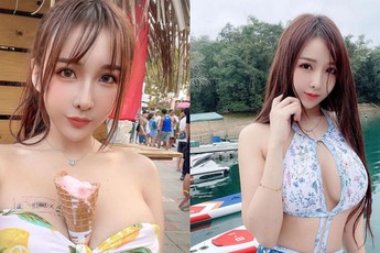 Đăng ảnh chỉ dùng vòng một để ăn kem vì hai tay quá "bận", cô nàng hot girl bỗng chốc nổi như cồn trên mạng