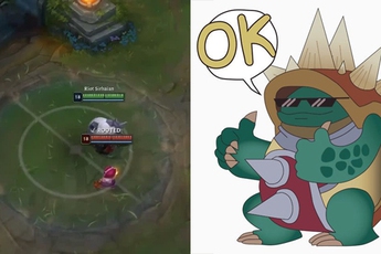 Chẳng cần kích thêm đồ gia tăng tốc độ, Rammus vẫn chỉ mất 6 giây để “phi” từ đường trên xuống đường dưới