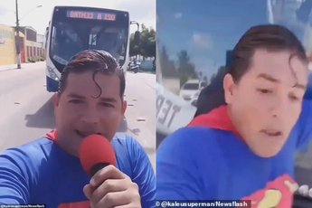 Ăn mặc như Superman rồi ra đường diễn trò, vlogger bị tông trúng khi đang cố chặn xe bus bằng tay