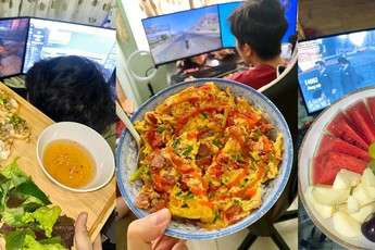 Sướng như game thủ, ở nhà chơi game lại được bạn gái nấu rất nhiều món ngon