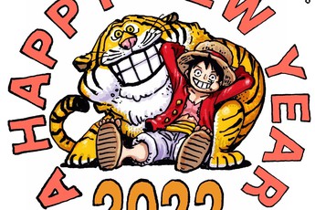 One Piece lên báo Nhật, mở màn 2022 tác giả Oda vẽ tặng fan bức tranh năm con Hổ